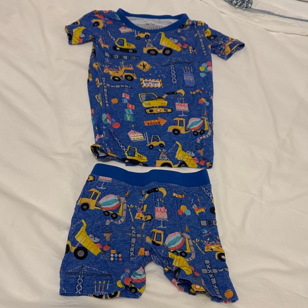 Kids' Blue Construction Birthday Pajama Set